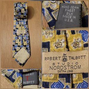 Robert Talbott Luxury Long Necktie Men's Made in USA 100% Silk Geometric Floral